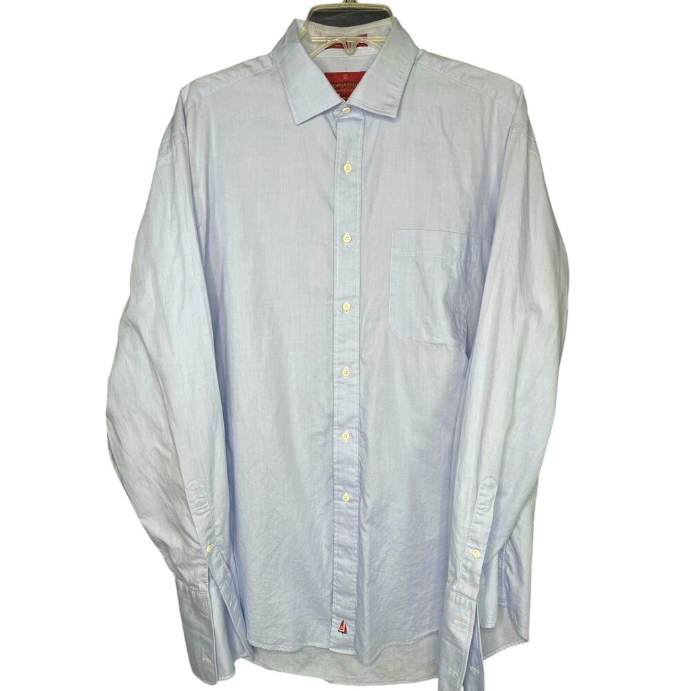 Nordstrom 100% cotton men's button up shirt, light blue, size 16-35, EUC